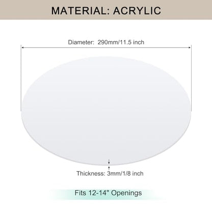 Lampshade Diffuser, 11.5" Diameter Round Diffuser Lamp Shade for Drum Style Lampshades Pendants Softening Light, DIY Light Fits 12-14" Openings, Frosted White Acrylic - size: 11.5"