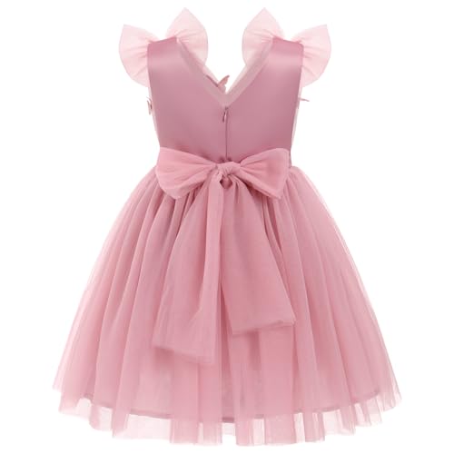 IMEKIS Toddler Kids Girls Butterfly Dress Sparkle Sequins Tulle Wedding Formal Birthday Dresses 2-10T - color: Dusty Rose, size: 4-5T