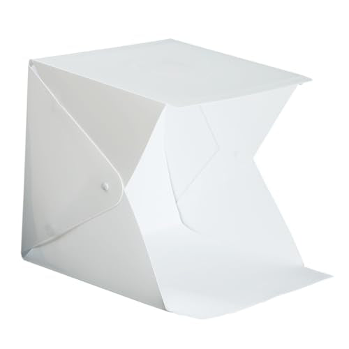 DECHOUS 20cm Portable Folding Photography Light Tent with LED Softbox, Dual Light Strips, 2 Colored Backdrops for Product and Phone Photography Studio