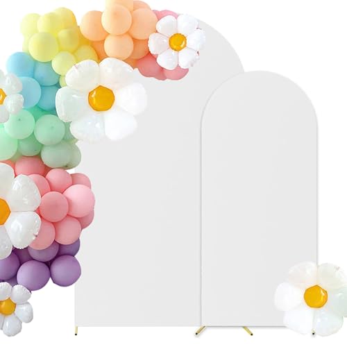 HAINARverS Set of 2 Wedding Arch Cover 6FT,7.2FT Spandex Fitted Stretchy Arch Stand Covers,2 Sided Round Top Chiara Backdrop Cover Banquet Baby Shower Arch Decoration(White) - color: White, size: 6FT,7.2FT