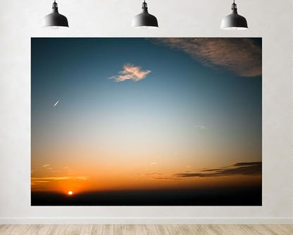 Trykid 9x6ft Minimal Sunset Sky Clouds Backdrop Calm Peaceful Simple Dusk Scenery Relaxed Photography Background Party Decoration Tapestry Photo Booth Prop Fabric - size: 9x6ft