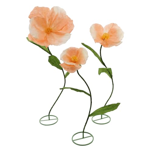 3-Piece Giant Flowers for Decoration with Stand, 5.9Ft Artificial Big Flowers for Wedding Decorations, Shop Window Display, Photography Props, Banquet (Orange) - color: Orange