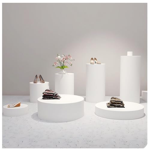 Bridal Shop Pedestal Base Risers - Round Cylinder Display Stands, Large Countertop Plinths for Mannequins & Photography Props, Premium Quality Showcase Risers - size: 80x15cm/31.5x5.9in