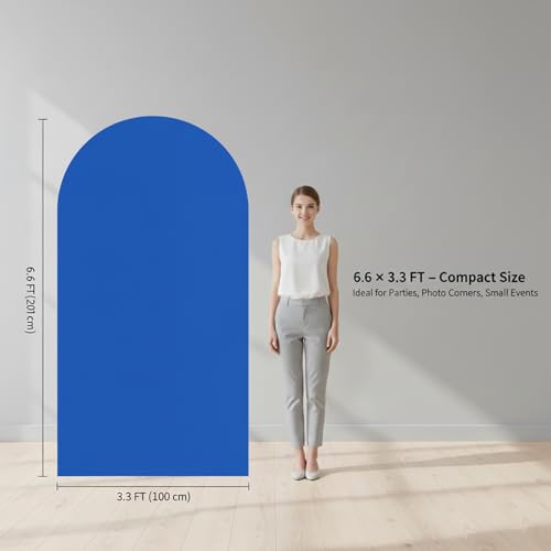 Double Sided 6.6FT Royal Blue Arch Backdrop Cover Spandex Fitted Stretchy Arch Covers for Wedding Birthday Party Bridal Baby Shower Ceremony - color: Royal Blue, size: 6.6FT