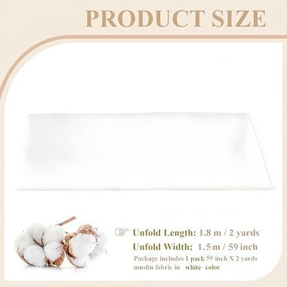 PEASUG 100% Cotton Muslin Fabric,59 inch x 2 Yards Bleached Muslin Fabric by The Yard, Medium Weight Draping Fabrics Suitable for Sewing Embroidery, Garments, Crafts Material-White - color: Bleached, size: 2 Yards