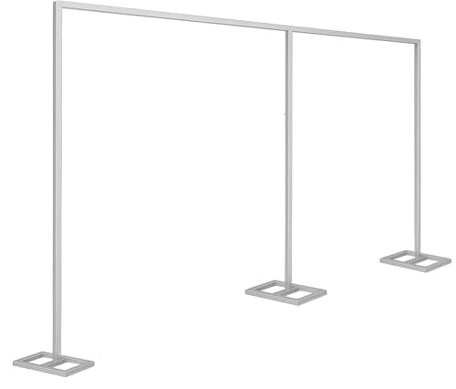 10x20ft Backdrop Stand Heavy Duty Pipe and Drape Backdrop Stand for Parties, Adjustable Pipe Kit Curtain Frame Stand for Photography Background Support,Wedding Arch Metal Frame (Silver) - color: Silver