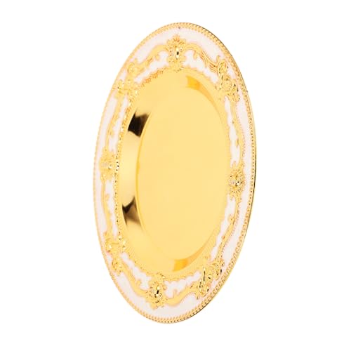 Vintage Decorative Tray Small Round Gold Tray for Tea Cups Candle Dish and Jewelry Storage for Coffee Table Home Decor and Unique Photo Prop