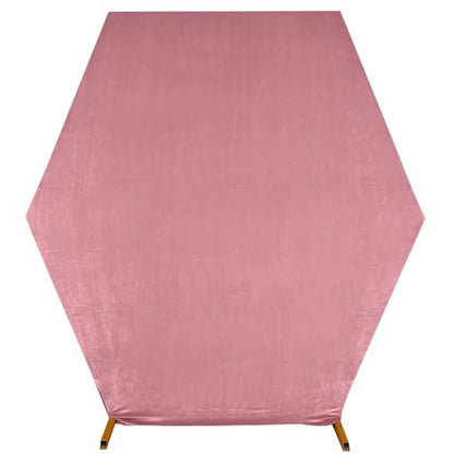 Efavormart 8ft x 7ft Dusty Rose Velvet Hexagon Backdrop Cover, Double Sided Premium Stretch Velvet Arch Slipcover for Luxury Weddings, Boho Events and Editorial Photography - color: Dusty Rose