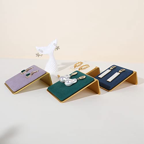 Gold earring stands and displays for show, Green velvet earring holders, Jewelry display stands for selling【Green】 - color: Green