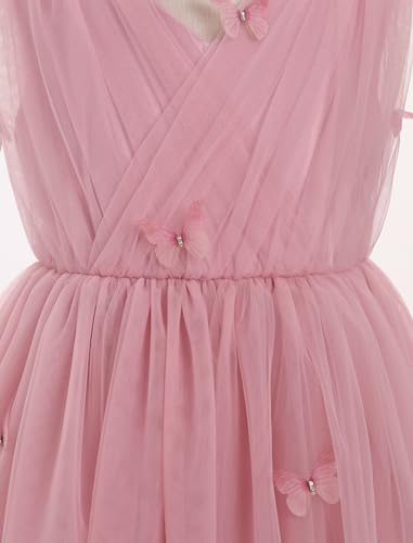 IMEKIS Toddler Kids Girls Butterfly Dress Sparkle Sequins Tulle Wedding Formal Birthday Dresses 2-10T - color: Dusty Rose, size: 3-4T