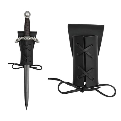 Lord of Battles Medieval Genuine Leather Axe Frog | Axe Holster with Belt Loop | Waist Holder for Axes, Tools - color: Dagger Holster - Black