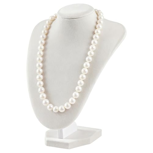 TENINYU Professional 3D Necklace Display Stand, Beige Velvet Jewelry Bust Holder, 8.5 Inch Chain Organizer Tower for Home Display (Beige) - color: Beige