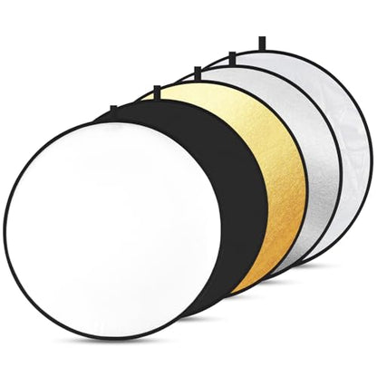 5-in-1 Light Reflector 32 Inch/80 cm Photography Diffuser Collapsible Portable with Bag，Gold Silver White Black Translucent for Studio and Outdoor Lighting (32'' (80cm)) - size: 32'' (80cm)