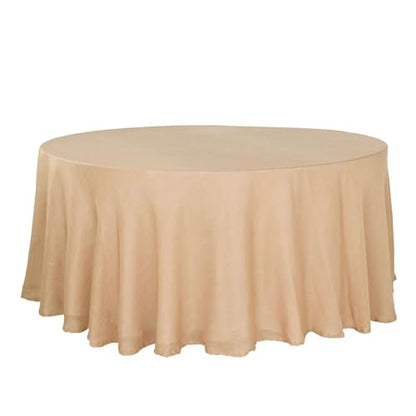 Efavormart 120" Natural Premium Faux Linen Round Tablecloth | Textured Wrinkle Free Tablecloth - color: Natural, size: 120" (Round)
