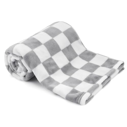 GreatBba Plush Checkered Baby Blanket for Boys Girls Nursery, 30"*40" Warm Short Fleece Blanket Neutral for Infant Newborn, Small Fuzzy for Sleeping, Chenille or Stroller (Gray&White) - color: Gray&white
