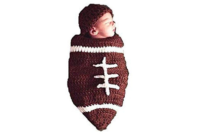 Matissa Newborn Baby Girl/Boy Crochet Knit Costume Photography Prop Hats Outfits - color: Rugby Ball