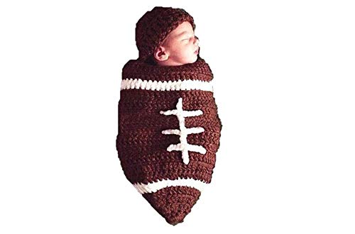 Matissa Newborn Baby Girl/Boy Crochet Knit Costume Photography Prop Hats Outfits - color: Rugby Ball