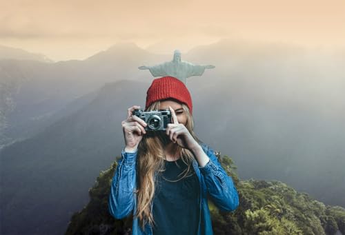 10x8ft Christ The Redeemer Backdrop Famous Place in Rio de Janeiro Brazil Historical Architecture Photography Background Holiday Vacation Travel Party Decorations Photo Studio Props - size: 10x8ft