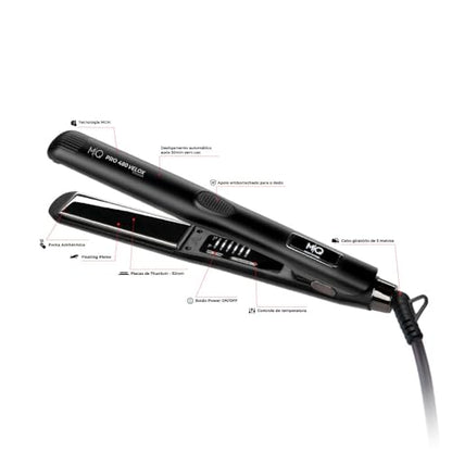 MQ Professional Hair Straightener - Pro 480 Velox Titanium Flat Iron - Brazilian Expertise - Fast Heating, Ergonomic Design – Ideal for Professional Use