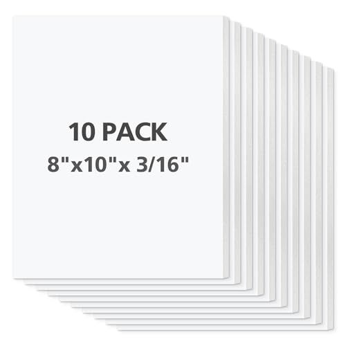 Mat Board Center Premium White Foam Core Board - 8x10 Inches, 3/16 Thick - 10 Pack, Acid-Free - Ideal for Mounting, Crafts, Art, and Presentations - color: White, size: 8x10