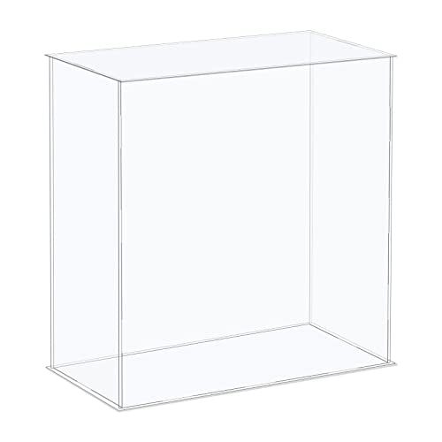 MECCANIXITY Acrylic Display Case Plastic Box Cube Storage Box Clear Assemble Showcase 14.1x6.3x14.1 Inch for Collectibles - size: 14.1x6.3x14.1 Inch