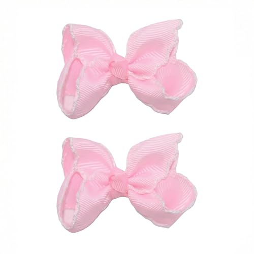 3 Inch Hair Bows for Girls Alligator Clips Grosgrain Ribbon Solid Color Hair Accessories for Little Teen Toddler Girls Kids (Pink) - color: Pink