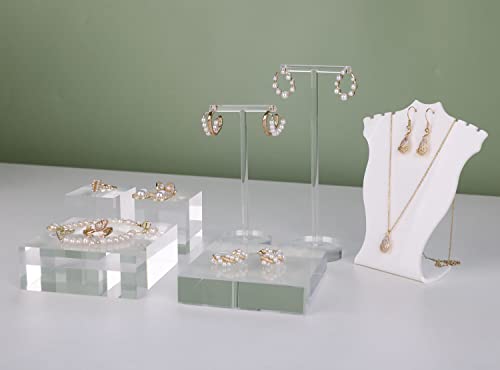 2pcs Acrylic earring display risers, Jewelry display riser stand, clear ring risers for display selling【2pcs 1.57 L x1.57 W x1.57 H inch】 - size: 1.57 L x1.57 W x1.57 H inch 2pcs