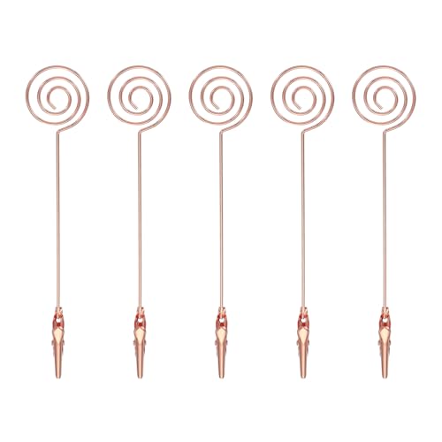 PATIKIL 5PCS Metal Alligator Clamp, 1 Set Round Multi-Functional Alligator Clip Bracelet Helper Tool Memo Note Photos Place Cards Clip Holder, Rose Gold - color: Rose Gold