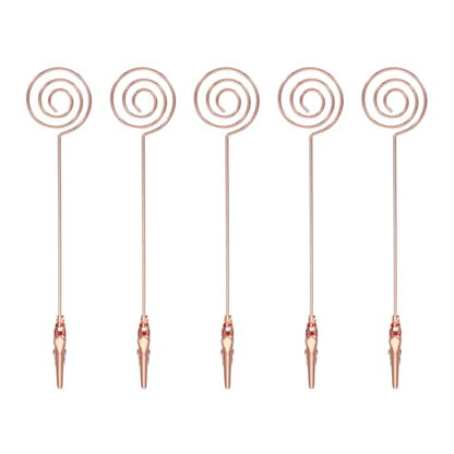PATIKIL 5PCS Metal Alligator Clamp, 1 Set Round Multi-Functional Alligator Clip Bracelet Helper Tool Memo Note Photos Place Cards Clip Holder, Rose Gold - color: Rose Gold