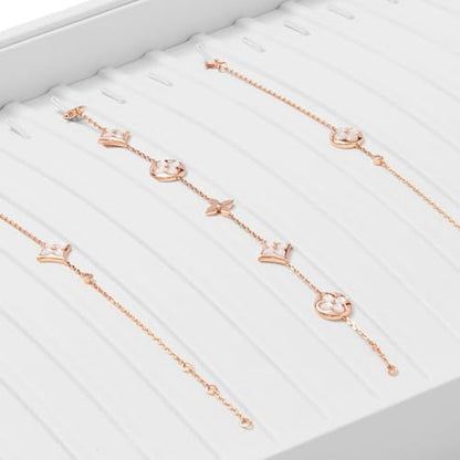 Oirlv Premium White Leather Stackable Jewelry Tray 18 Gird Necklace Bracelet Organizer Showcase Necklace Display Tray - color: White, size: Necklace/Bracelet Tray