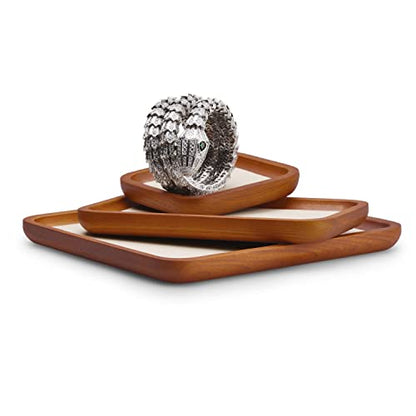 Oirlv Solid Wood Jewelry Tray Jewelry Display Holder Showcase Watch Display Organizer (Medium, Creamy-white) - color: Creamy-white, size: 7.87"x 7.08"x 0.59"