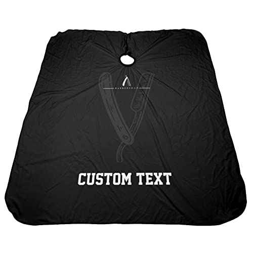 Custom Waterproof Barber Cape Personalized Text Barber Shop Salon Cape for Men Customized Hair Cutting Cape - color: Black Barbershop