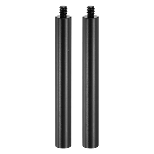 PATIKIL 4" Metal Extension Rod, 2 Pcs 1/4"-20 Female to Male Thread 0.47" Aluminum Alloy Lightweight Stabilizer Accessory Mount Tripod Extender Tube for Tripod DSLR Action Cameras, Black - color: Black, size: 1/4"-20, 4" Length, 0.47" Rod