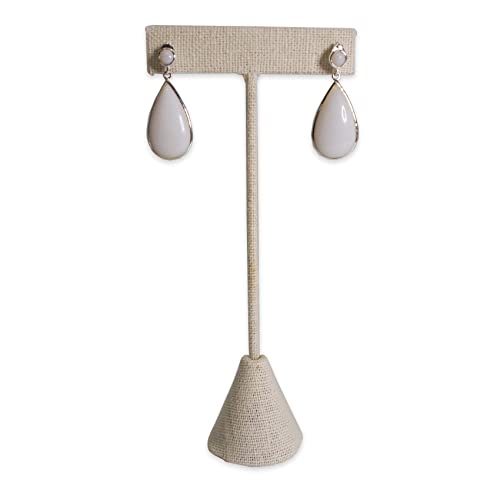 6Pcs Set Earring T Stand Display Set, Jewelry Display Stand for Showroom and Tradeshow Showcase Displays, various materials, 4 1/2 H in; 5 3/4 H in; 6 3/4 H in (Beige Linen) - color: Beige Linen
