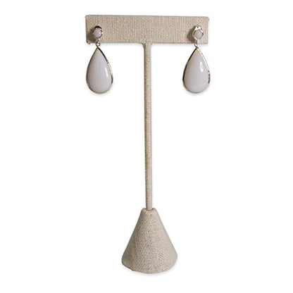 6Pcs Set Earring T Stand Display Set, Jewelry Display Stand for Showroom and Tradeshow Showcase Displays, various materials, 4 1/2 H in; 5 3/4 H in; 6 3/4 H in (Beige Linen) - color: Beige Linen
