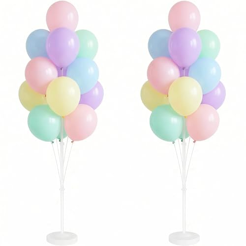 Pastel Balloon Column Kit Set of 2-Balloon Column Kit for Floor,Tower with Stand,Base,Pole&Backdrop Multicolor Macaron Decoration for Bridal Wedding,Baby Shower,Birthday or Bachelorette Party - color: Macaron