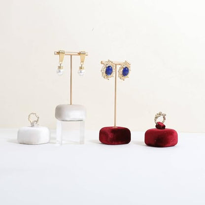 Velvet Earring T Bar Stand Jewelry Display, Earring Display Holder for Selling, Jewelry Storage Organizer【Red】 - color: Red