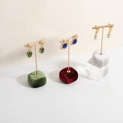 Velvet Earring T Bar Stand Jewelry Display, Earring Display Holder for Selling, Jewelry Storage Organizer【Green】 - color: Green