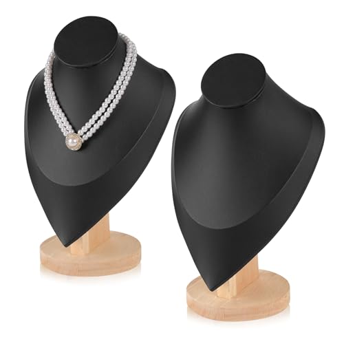 Necklace Display Stand Bamboo Jewelry Bust Display Stands Necklace Bust for Selling for Vendors (Black, 11.4 * 7.5 Inch) - color: Black, size: 11.4 *7.5 Inch