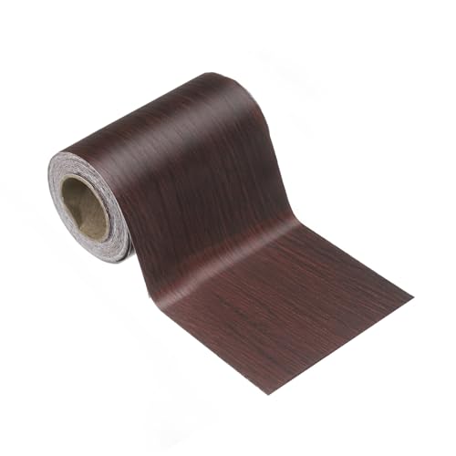 HARFINGTON Wood Grain Wallpaper Border 3" x 16.4ft PVC Self-Adhesive Textured Frame Sticker Waterproof Wall Decorative Wallpaper for Floor Door Table Cabinets Desk, Red Wood - color: Red Wood, size: 3" x 16.4ft