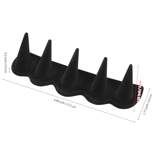 KUKUVR Velvet Ring Display Stand, Finger Jewelry Organizer for Retail Show, Personal Vanity, and Travel – Black Ring Holder for Engagement Rings, Wedding Bands, and Fashion Jewelry (Black 5 Fingers)