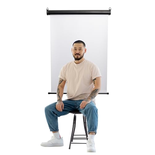 Retractable White Photo ID Backdrop for Passport Photos (Wall/Ceiling) - size: 30-11/16" W x 52" H