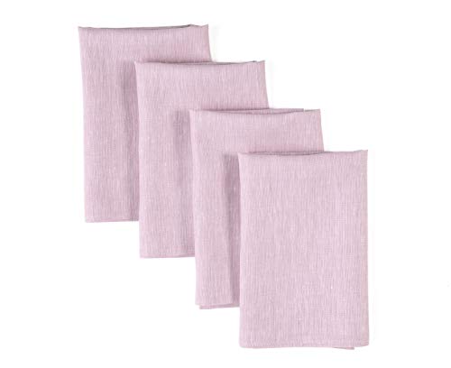 Solino Home Linen Napkins Set of 4-100% Pure Linen Bubblegum Pink Dinner Napkins Cloth 20 x 20 Inch for Spring, Summer - Athena, Handcrafted and Machine Washable - color: 04: Bubblegum Pink, size: 20" x 20" (Set of 4)