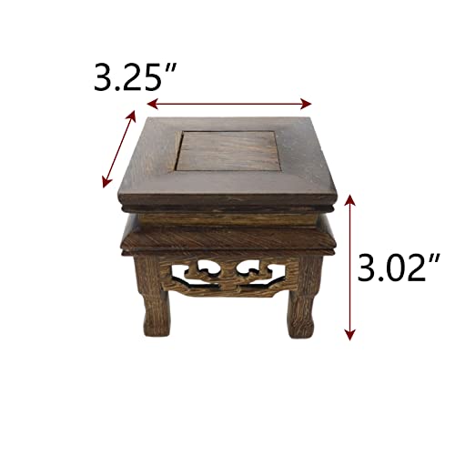 Wooden Base Traditional Craft Display Stand Wood Base Pedestal Oriental Vase Stand Decoration 3.25"x3.25"x3" - color: K-3.25"