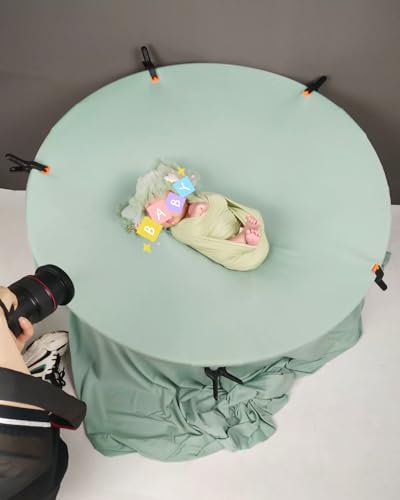 Newborn Photography Stand with Storage Bag and 6 Clamps Set Stainless Steel Baby Posing Table Photoshoot Stand Backdrop Ring Frame Infan Round Background Station for Newborn Photo Sessions - size: Stand with 6 Clamps