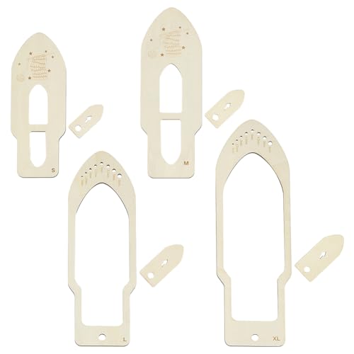 BENECREAT 4 Sizes Wooden Mitten Blocker Knitting Set, Wood Glove Knitting Model Tool, Household Display Hand Knitting Gloves Board Molds for Sewing Knitting