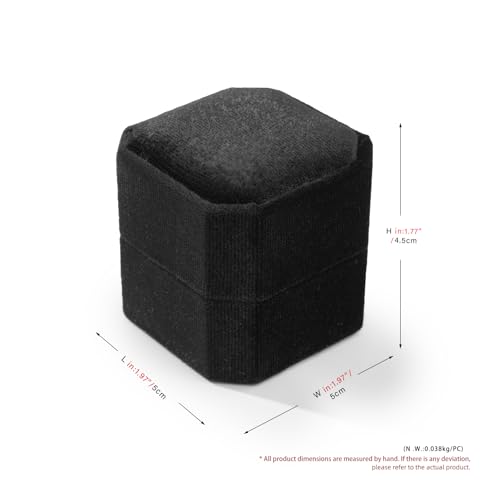 3 Slots Ring Box Velvet Ring Gift Box Wedding Day For Proposal, Engagement, Wedding, Mother's Day, Valentine's Day (Black) - color: Black