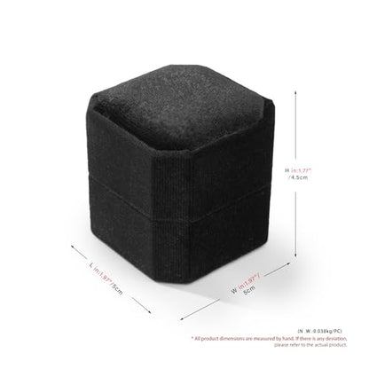 3 Slots Ring Box Velvet Ring Gift Box Wedding Day For Proposal, Engagement, Wedding, Mother's Day, Valentine's Day (Black) - color: Black