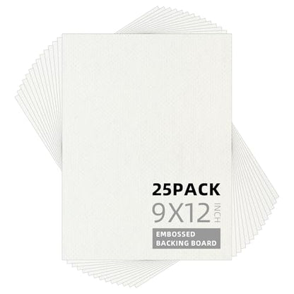 Somime 25 Pack Embossed Backing Boards Only, 9x12 Uncut White Mat Board, Acid Free Backer Boards Ideal for Photos, Pictures, Prints, Frames, and Artwork - size: 9x12