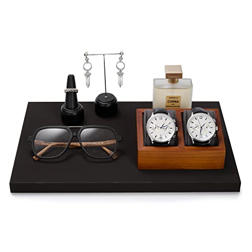 Oirlv Solid Wood Double Watch Display Stand Showcase Jewelry Stand Watch Holder with Pillow(Square Double, Creamy-white) - color: Creamy-white, size: Square Double